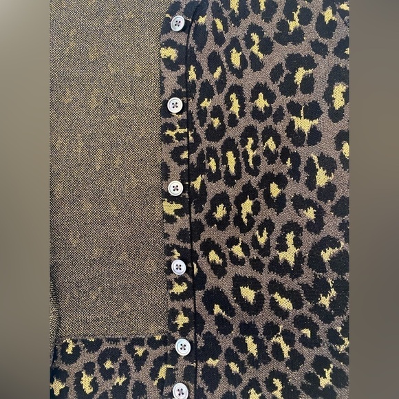 MARC JACOBS-  leopard pattern gold lurex cardigan Size S - Picture 7 of 10